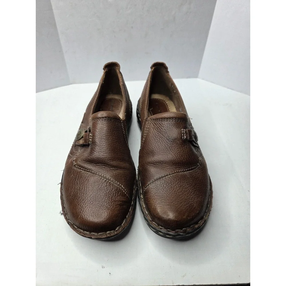 Earth Origins‎ Ellen Brown Leather Slip On Loafers Size 8M 2015F Button Detail